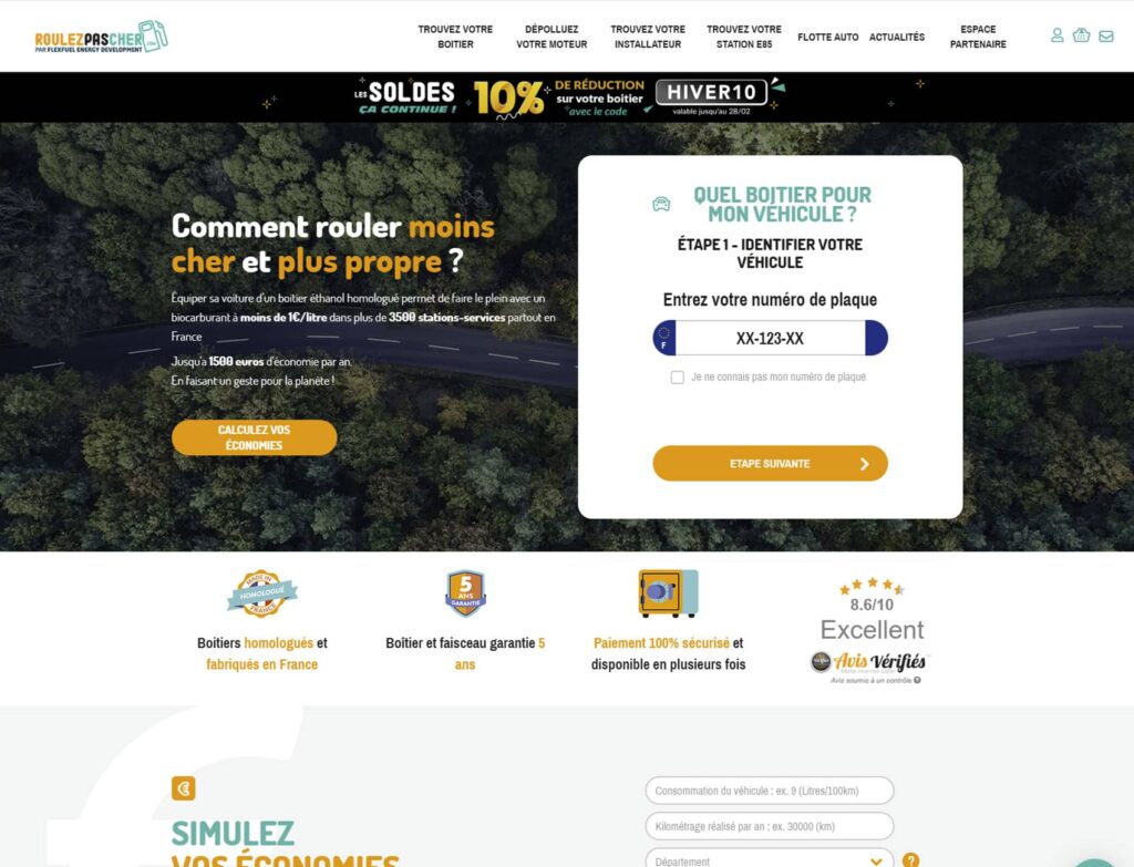 RoulezPasCher : Page d’accueil
