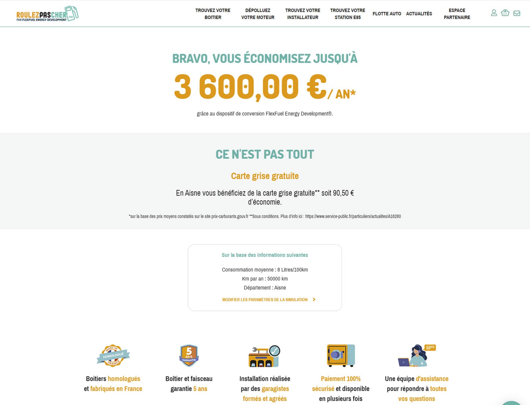 RoulezPasCher : Simulateur d’économies